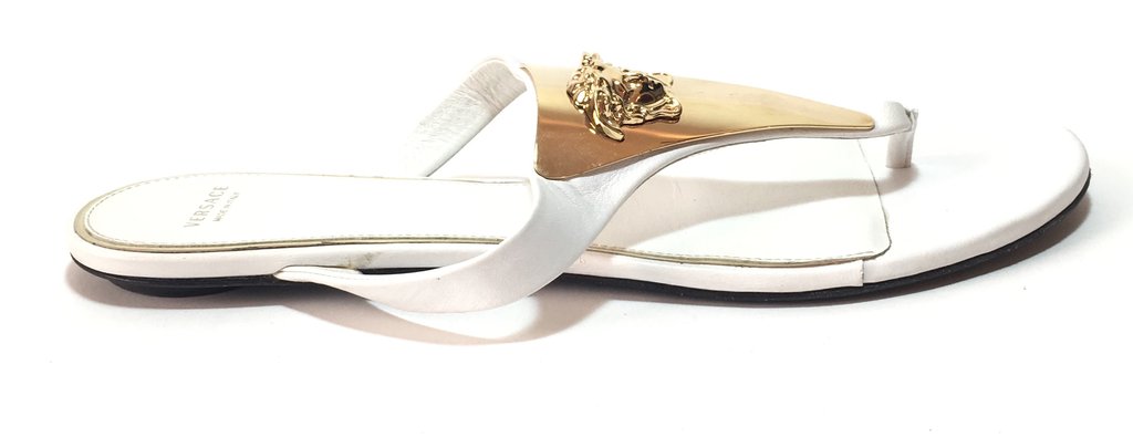 Versace White & Gold Thong Sandals | Gently Used |