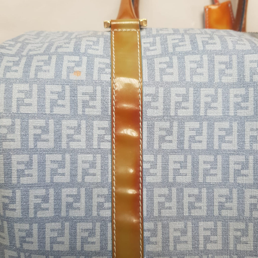 Fendi Blue and Brown Monogram Denim & Leather Tote | Pre Loved |