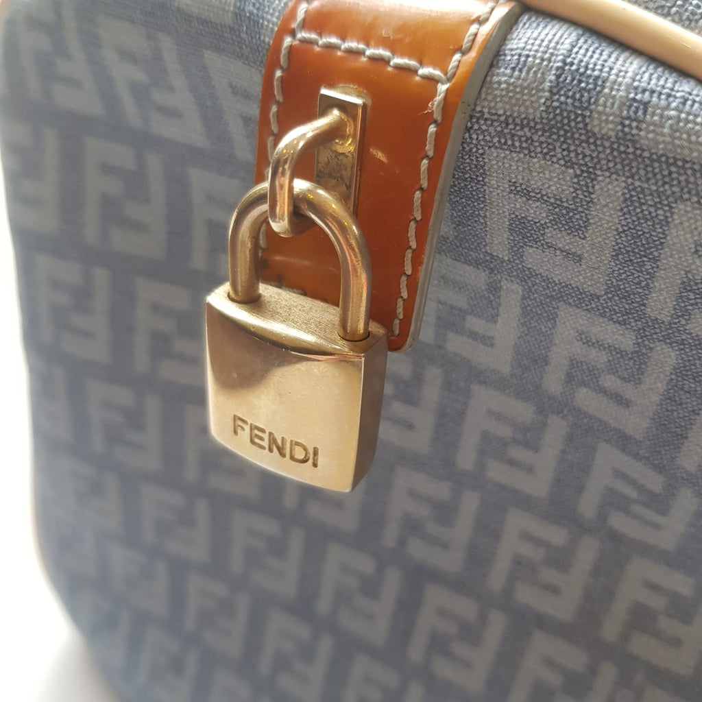 Fendi Blue and Brown Monogram Denim & Leather Tote | Pre Loved |