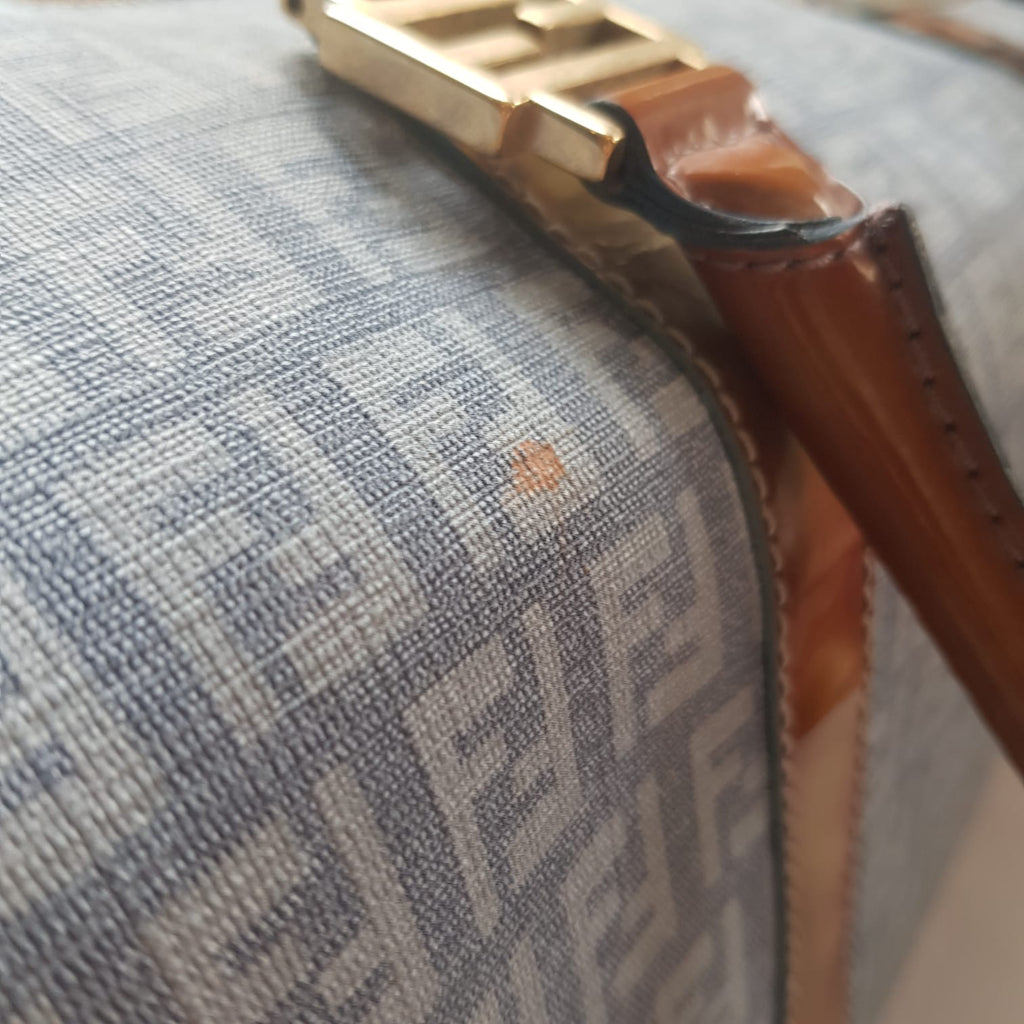 Fendi Blue and Brown Monogram Denim & Leather Tote | Pre Loved |