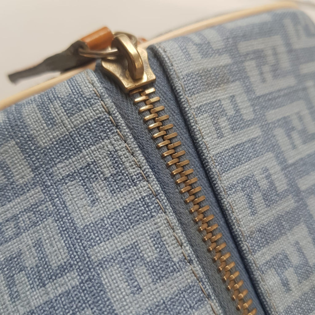 Fendi Blue and Brown Monogram Denim & Leather Tote | Pre Loved |