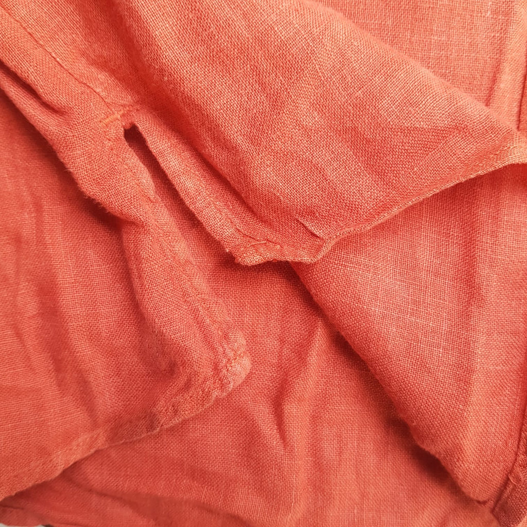 ZARA Coral Linen Cropped Collared Shirt | Gently Used |