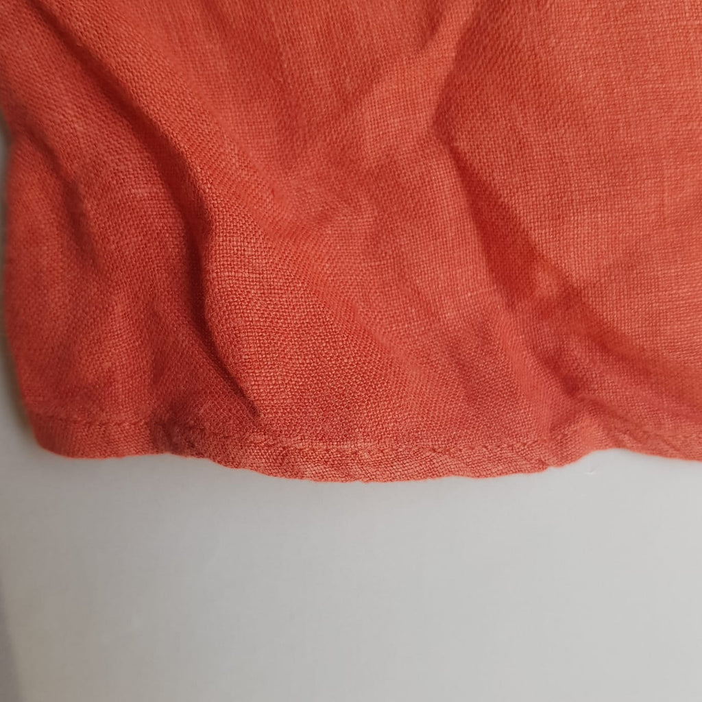 ZARA Coral Linen Cropped Collared Shirt | Gently Used |