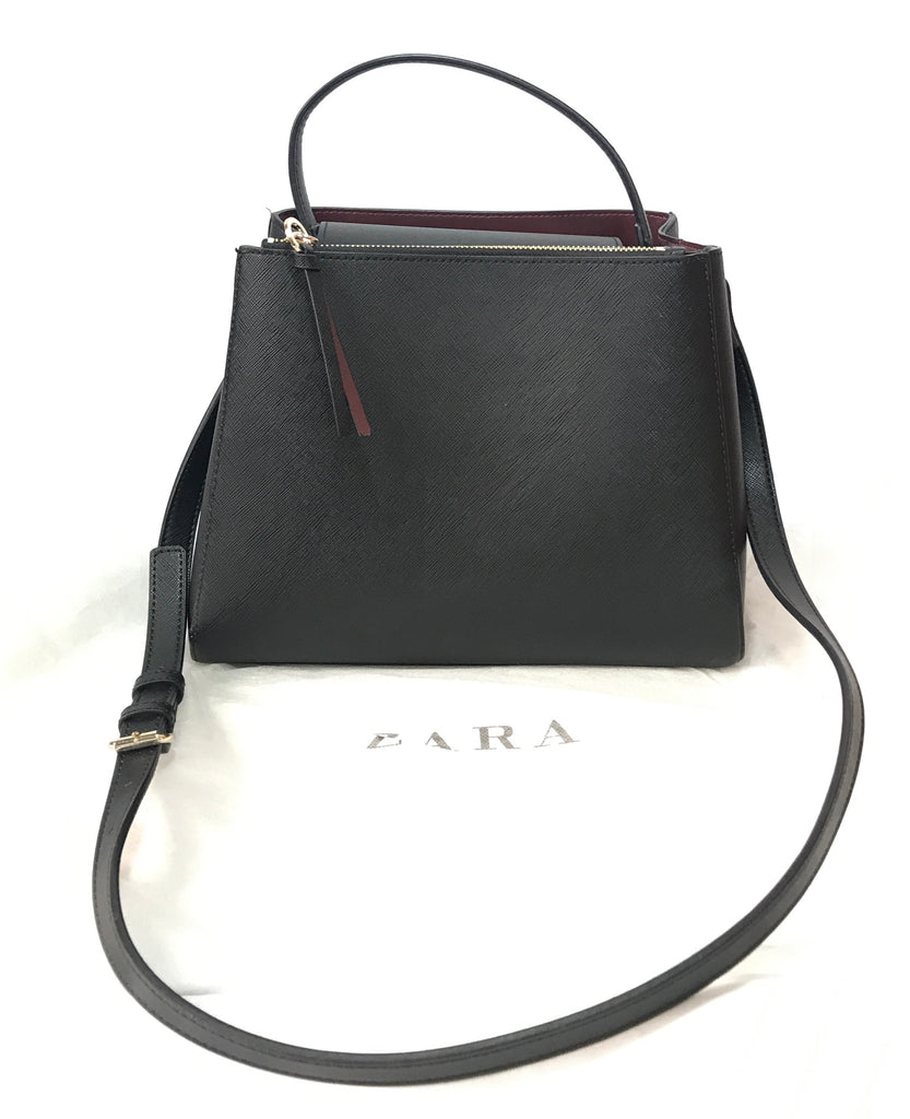 ZARA Black Textured Leather Bag | Like New |