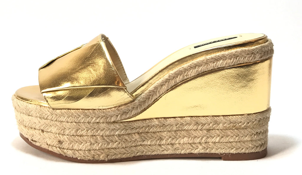 ZARA Gold Double Wedge Heels | Brand New |