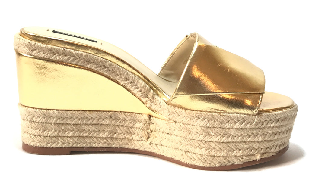 ZARA Gold Double Wedge Heels | Brand New |