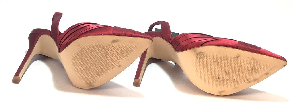 ZARA Red Satin Pointed Slingback Heels | Brand New |