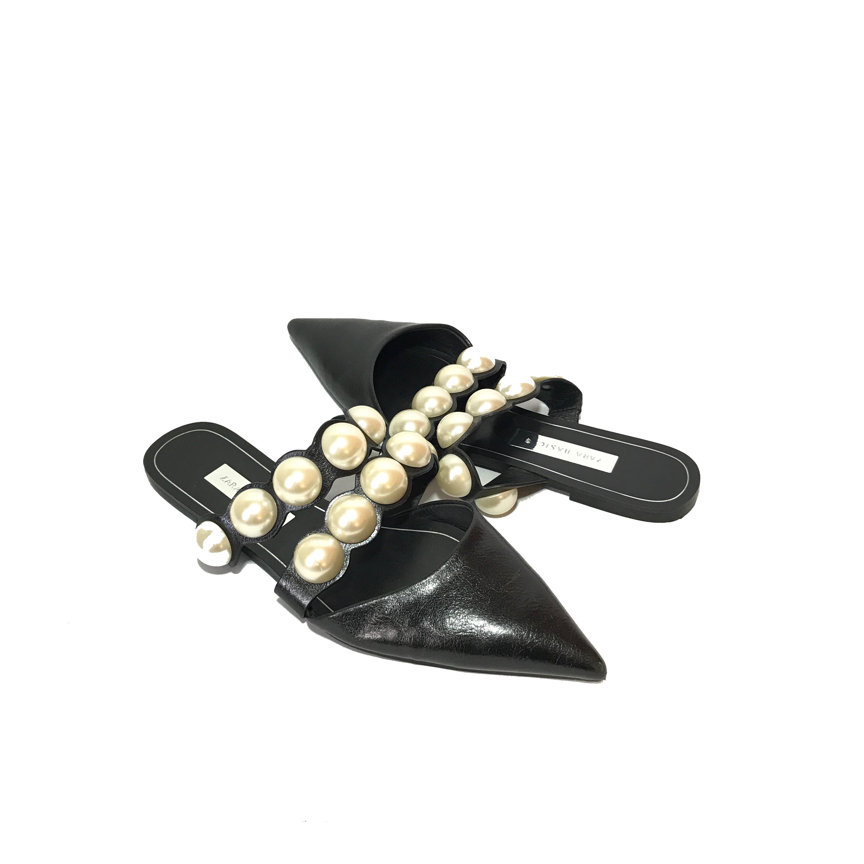 Zara pearl mules new arrivals