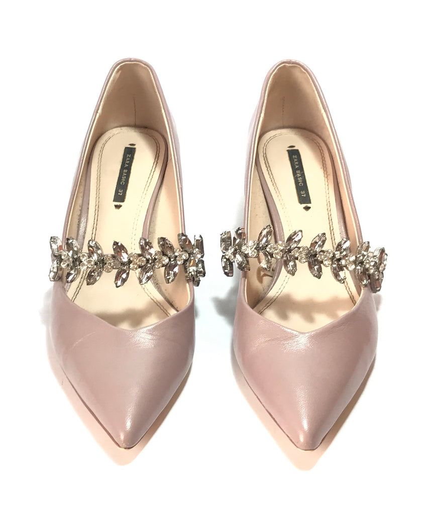 Zara Lilac Bejewelled Strap Kitten Heels | Gently Used |