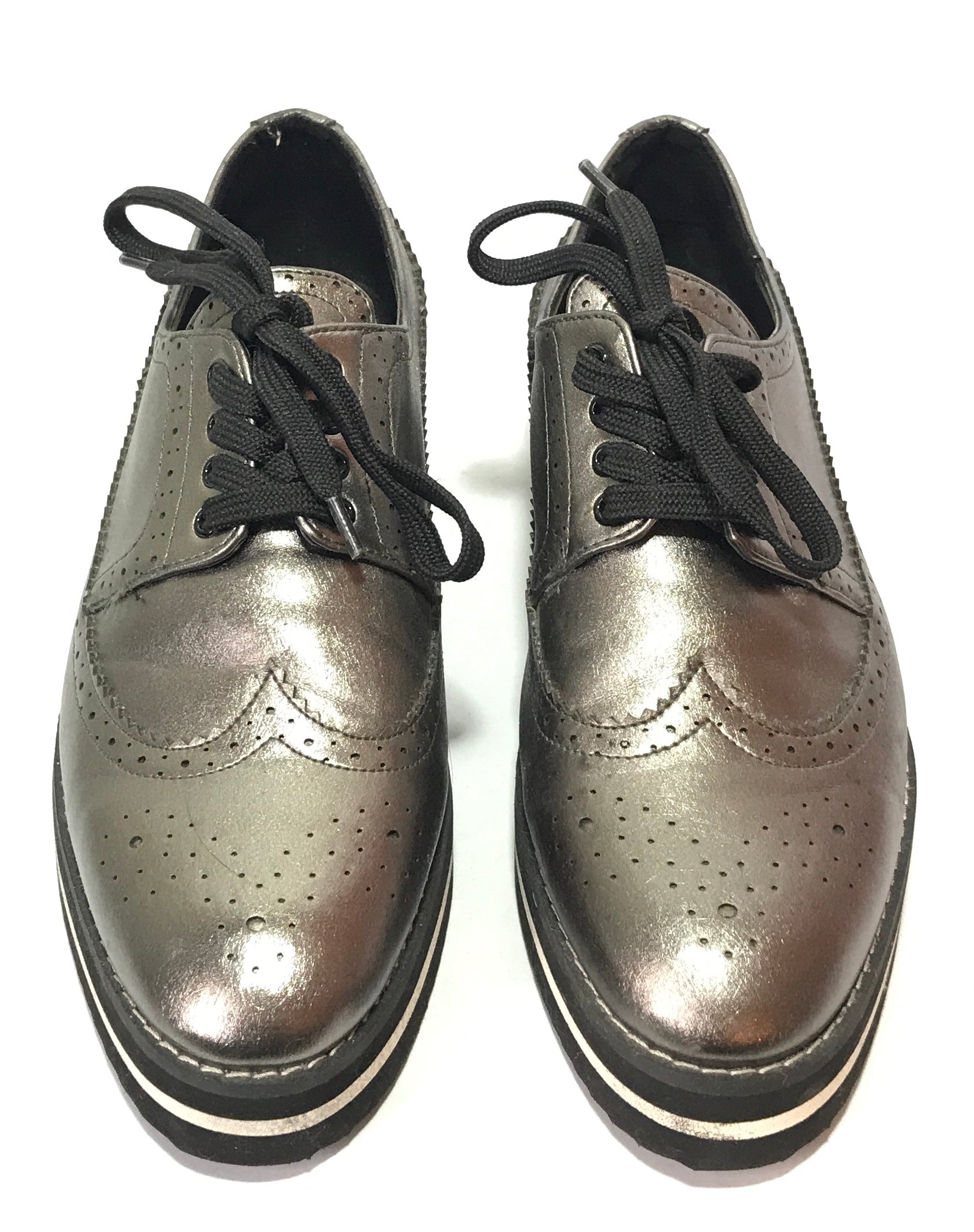 Silver oxford platform shoes best sale