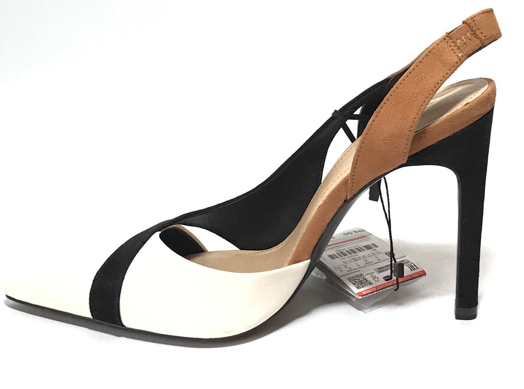 ZARA White, Black & Mustard Pointed Heels | Brand New |