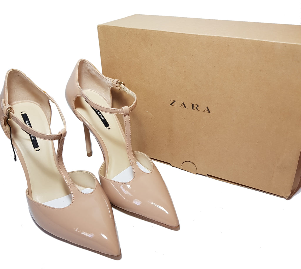 ZARA Nude Patent Pointed Pumps | Brand New |
