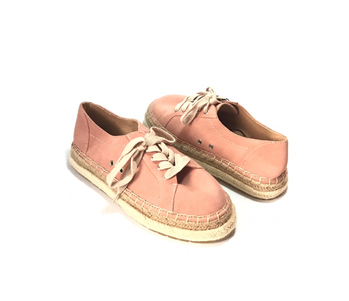 ZARA Pink Suede Lace Espadrille Wedge Sneakers Brand New
