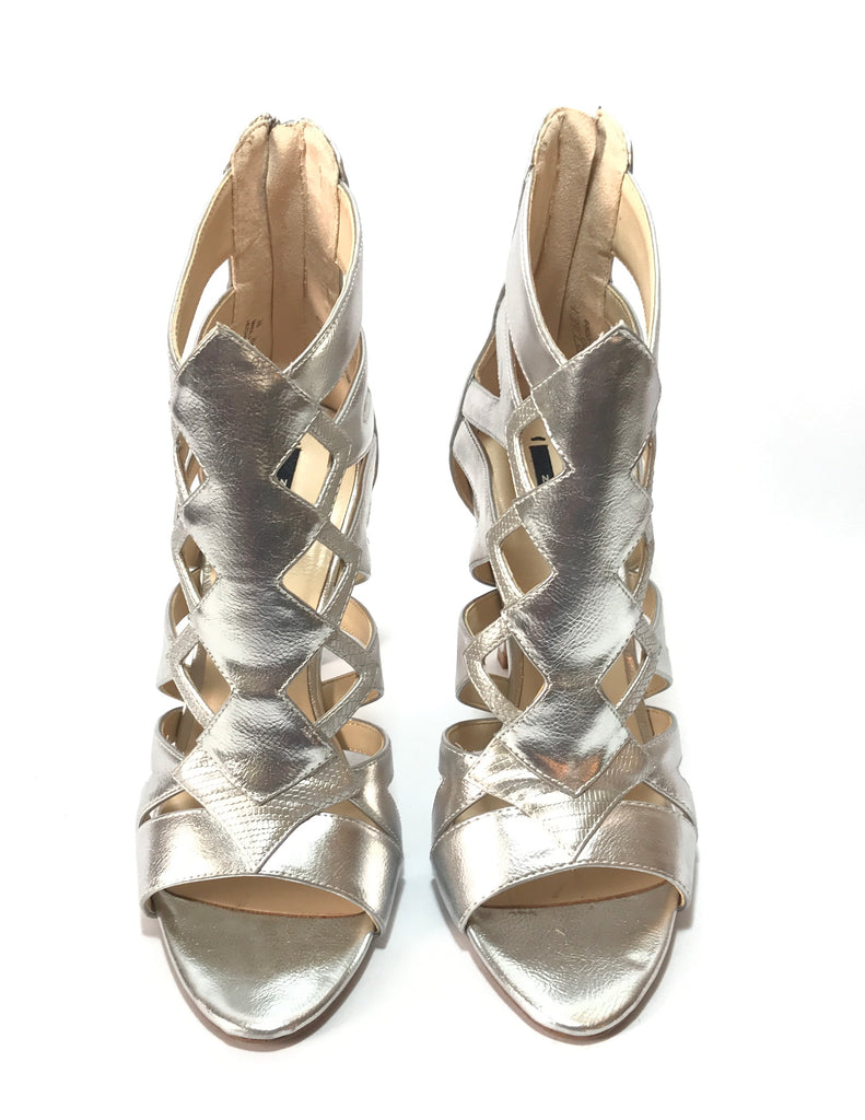 ZARA Silver Criss Cross Multi Strap Heels | Like New |