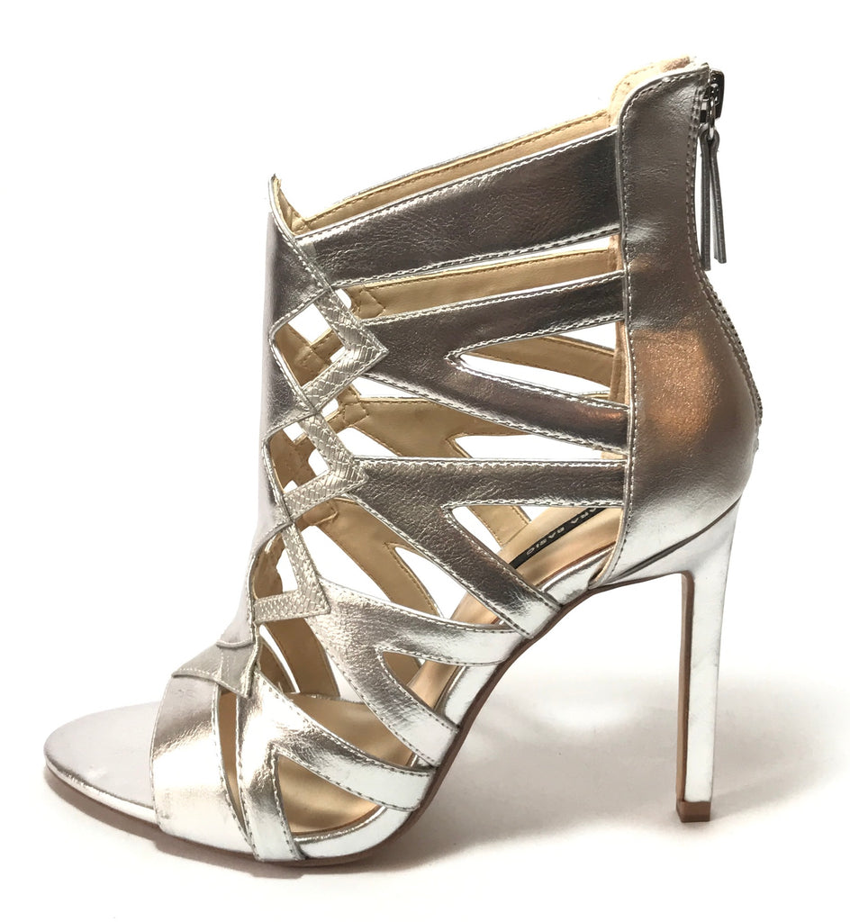 ZARA Silver Criss Cross Multi Strap Heels | Like New |