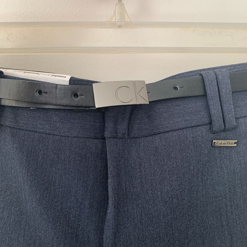 Calvin Klein Navy Pants with Black Belt | Brand New |