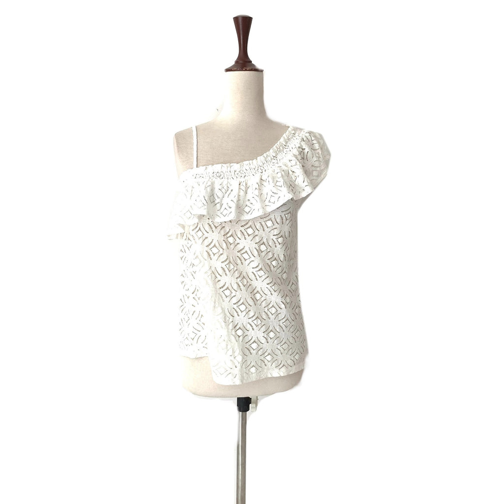 H&M Off-White Lace One Shoulder Top | Pre Loved |