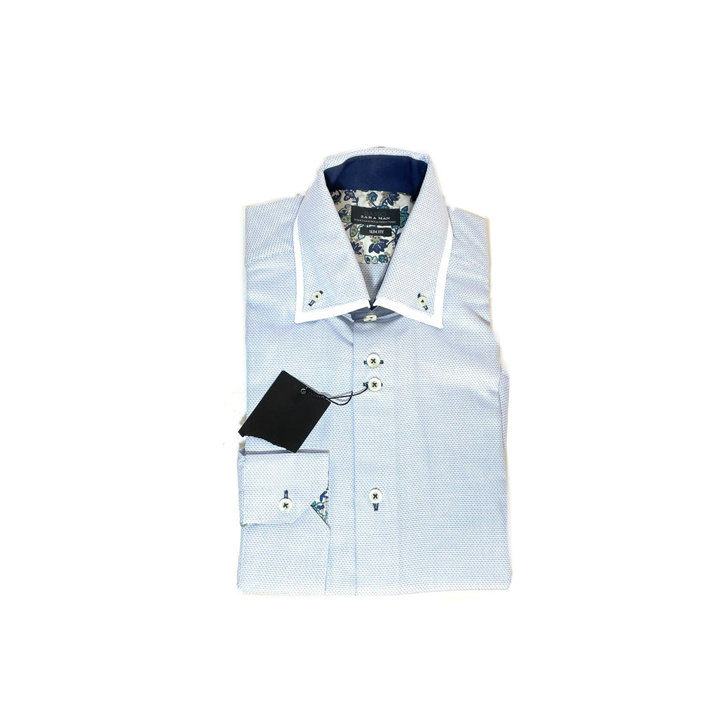 ZARA Men's Blue Small Check Collared Shirt | Brand New |