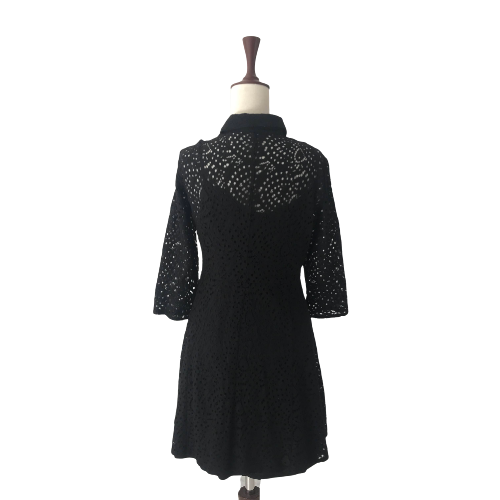 Mango Black Collared Lace Dress | Gently Used |