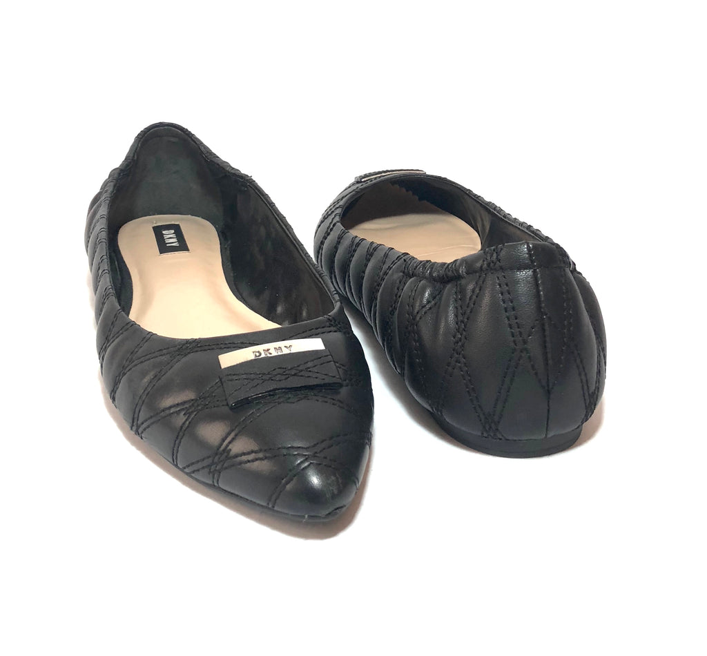 DKNY Black Leather Pointed Flats | Gently Used | - Secret Stash