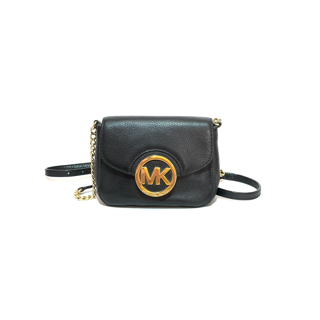 Michael Kors Black Pebbled Leather Mini Cross Body Bag | Pre Loved |