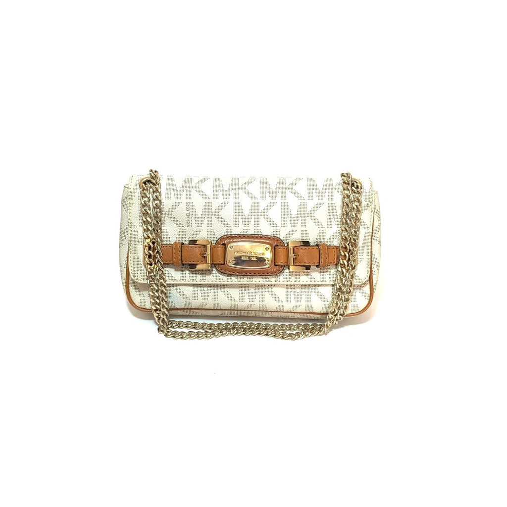 Michael Kors Vanilla Monogram 'Hamilton Flap' Shoulder Bag | Pre Loved |