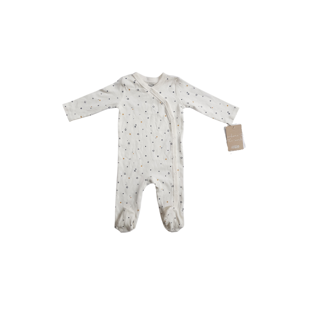 Mamas & Papas White Circle Print Romper (6 - 9 months) | Brand New |