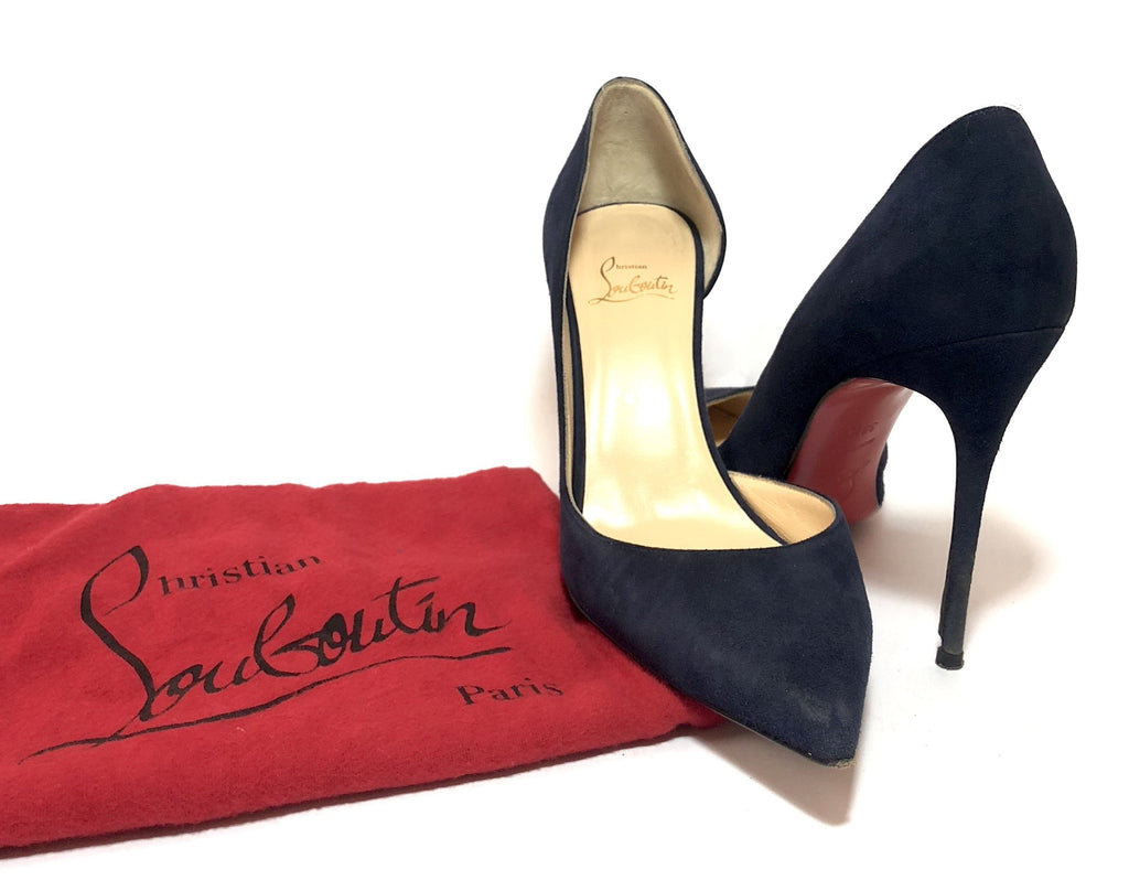 Christian Louboutin Navy Blue Suede Pumps | Pre Loved | - Secret Stash