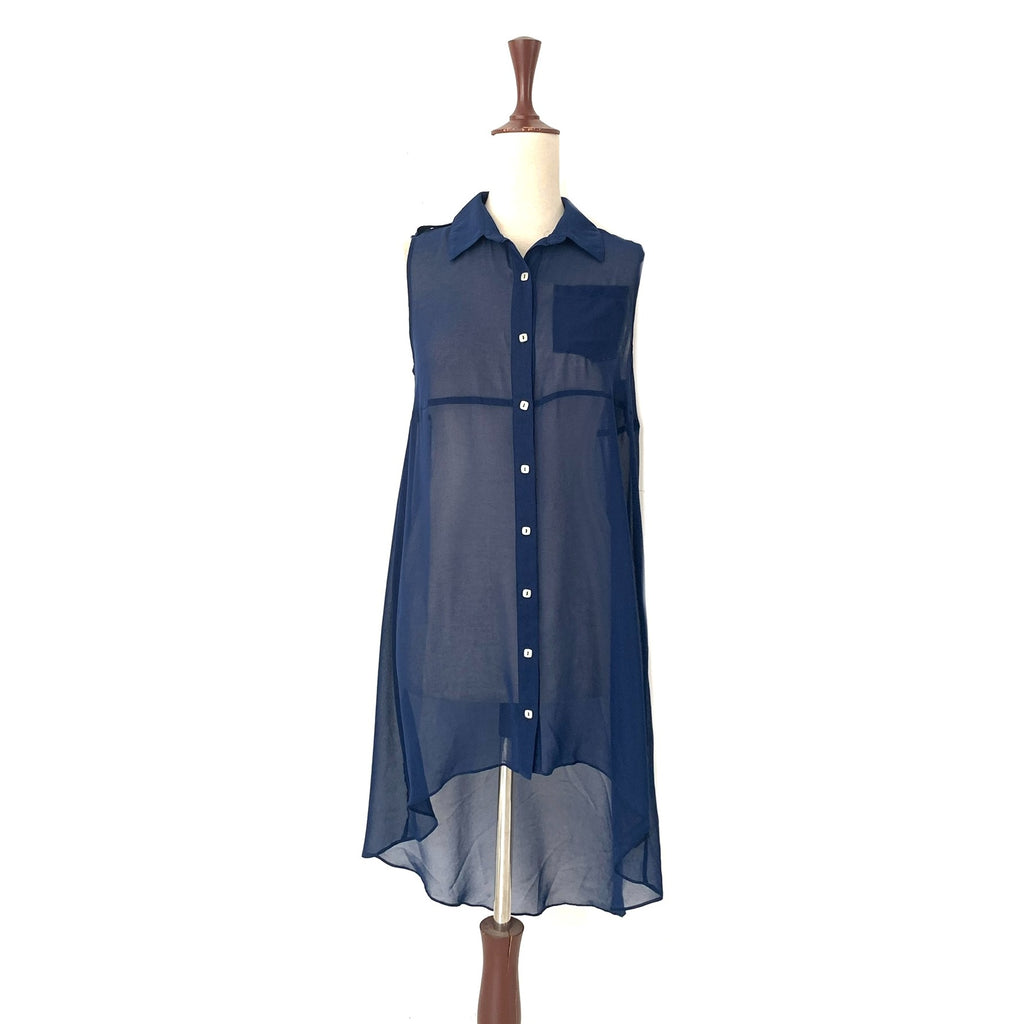 Forever 21 Blue Sleeveless Sheer Midi Dress | Gently Used |