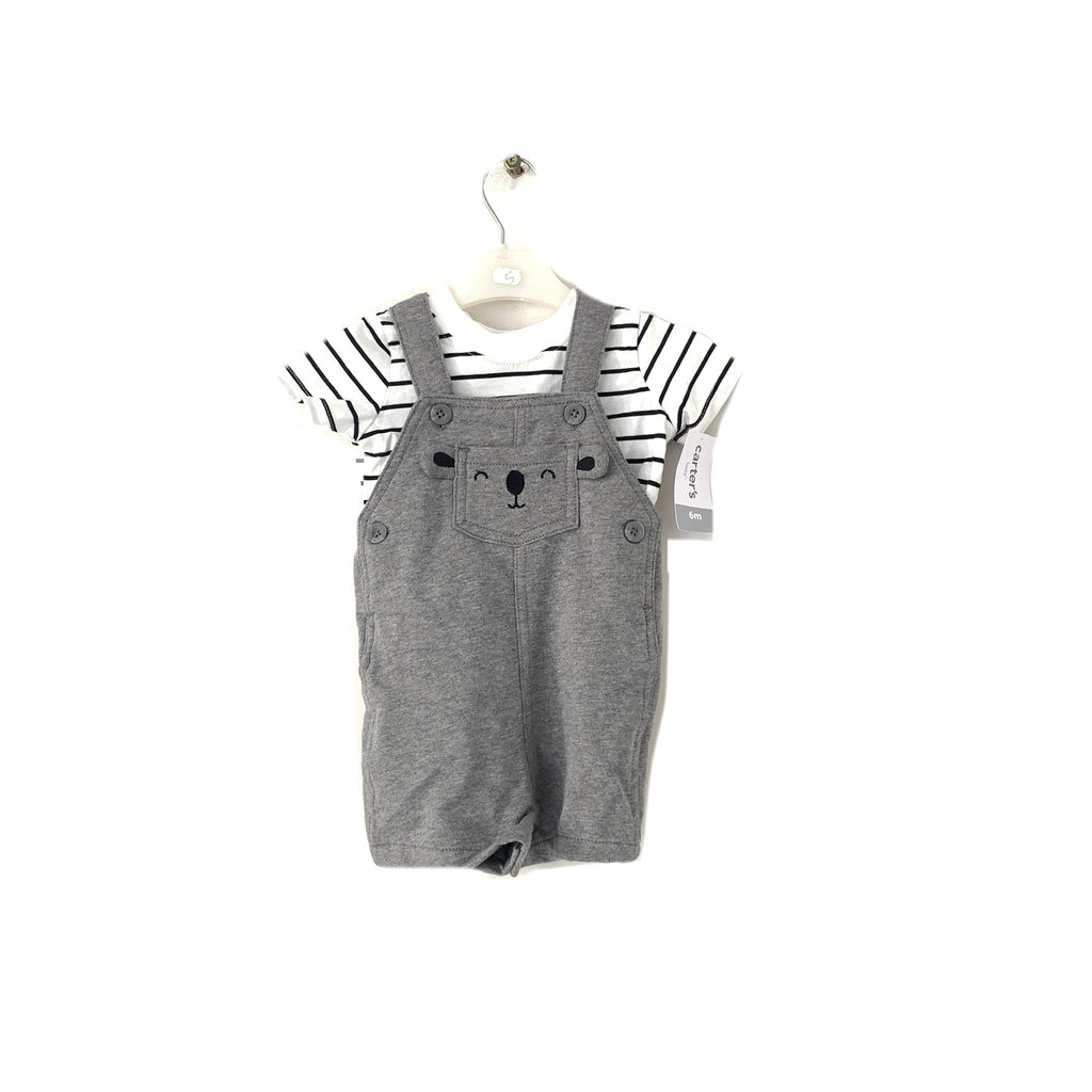 Carter's Grey Romper with White Stripe T-Shirt | Brand New |