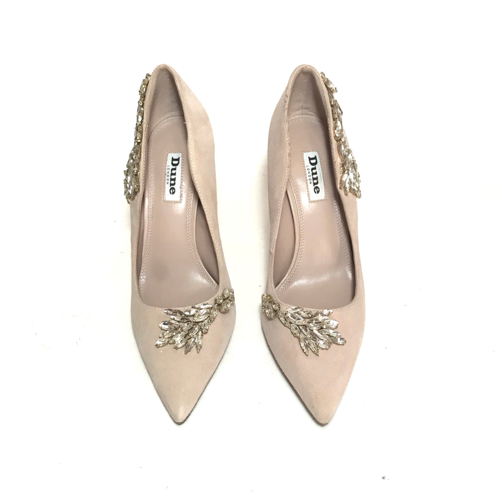 DUNE Nude Pink Suede Rhinestone Pumps | Pre Loved |