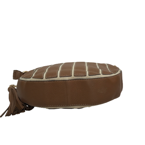 Michael Kors Tan Leather & Beige Canvas Shoulder Bag | Pre Loved |