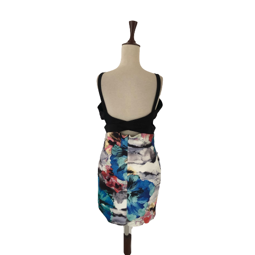 ZARA Black & Floral Printed Cut-Out Dress | Gently Used |