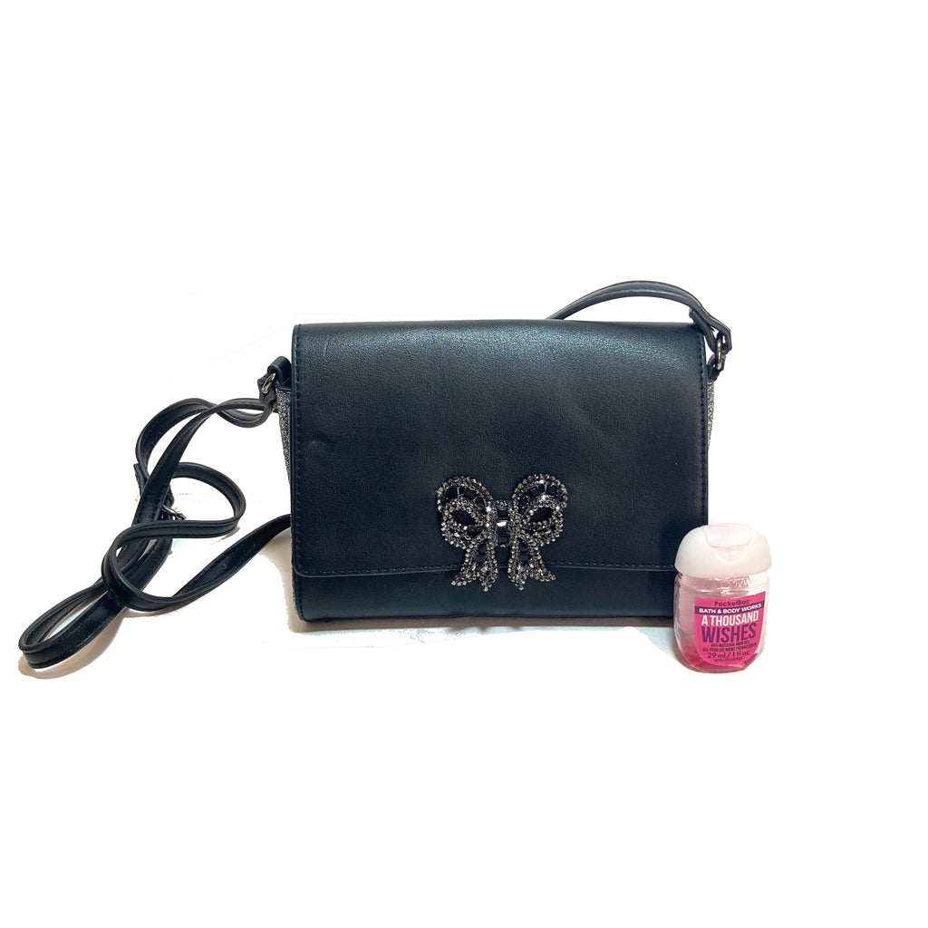 Aldo Black Glitter Bow Cross Body Bag | Gently Used |