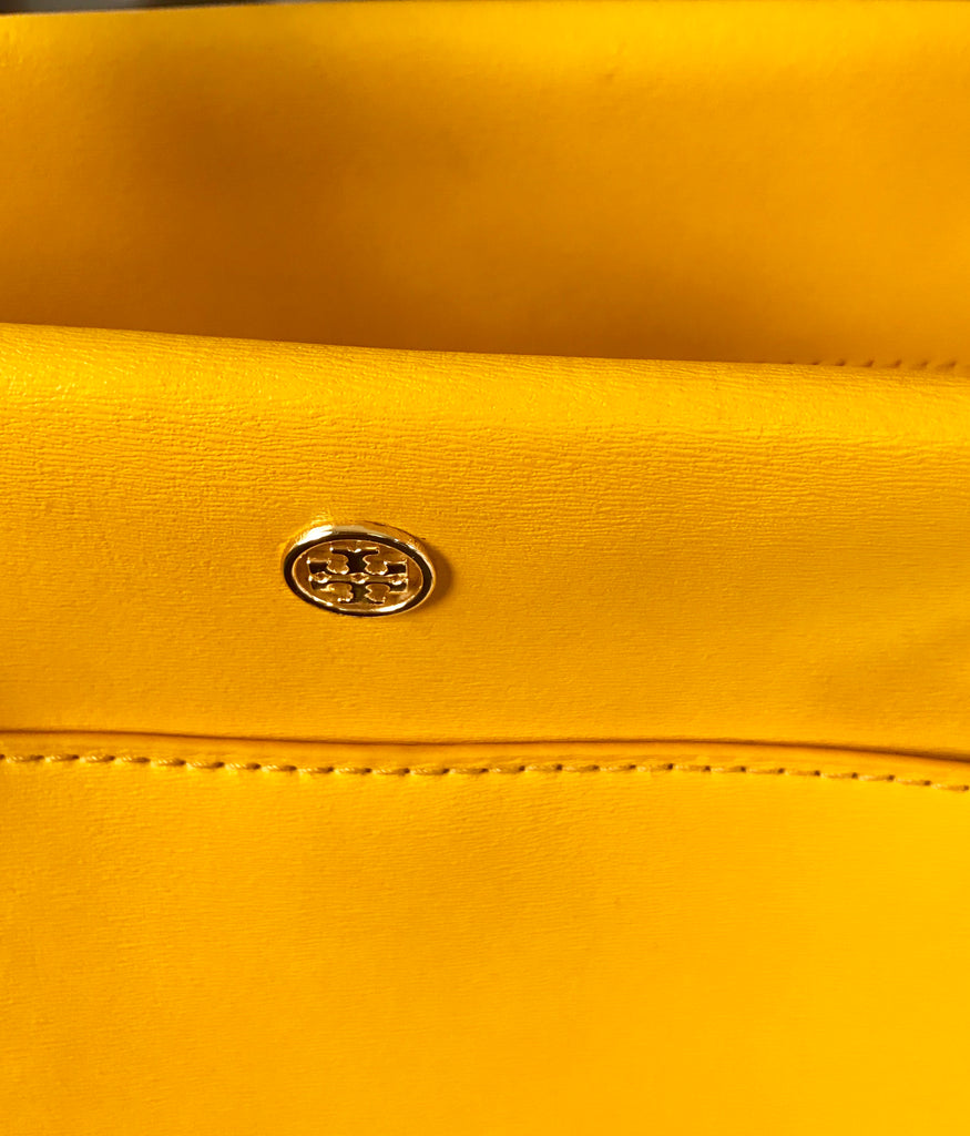 Tory Burch Mustard Yellow Leather Tote Bag | Gently Used |