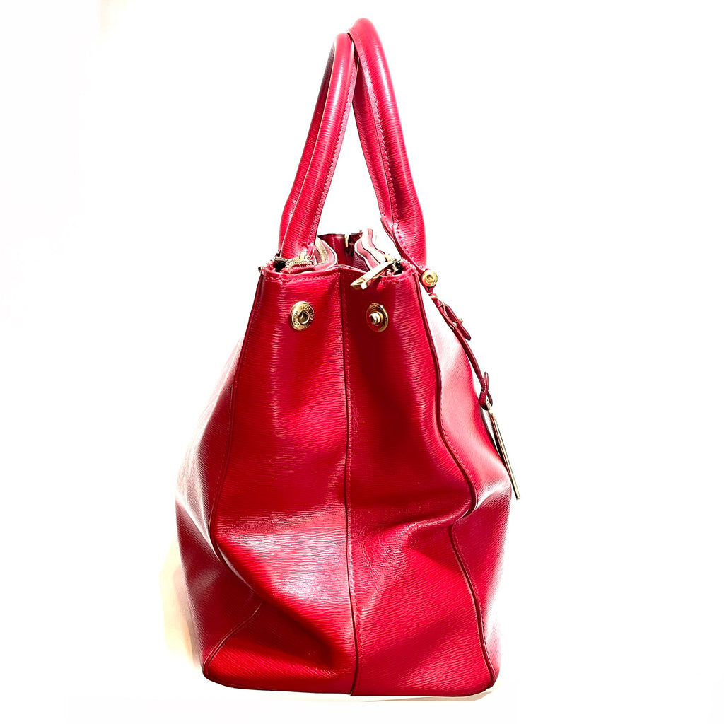 Lauren Ralph Lauren Red Leather Double Zip Tote | Gently Used |