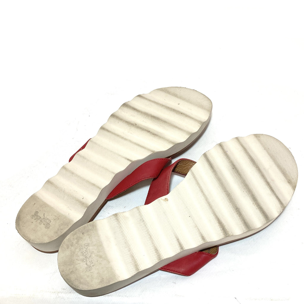 Coach Red Leather 'Shelly' Thong Sandals | Pre Loved |