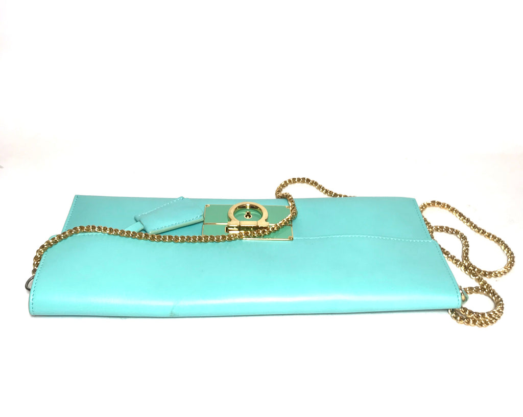 Salvatore Ferragamo Turquoise Leather Clutch | Gently Used |