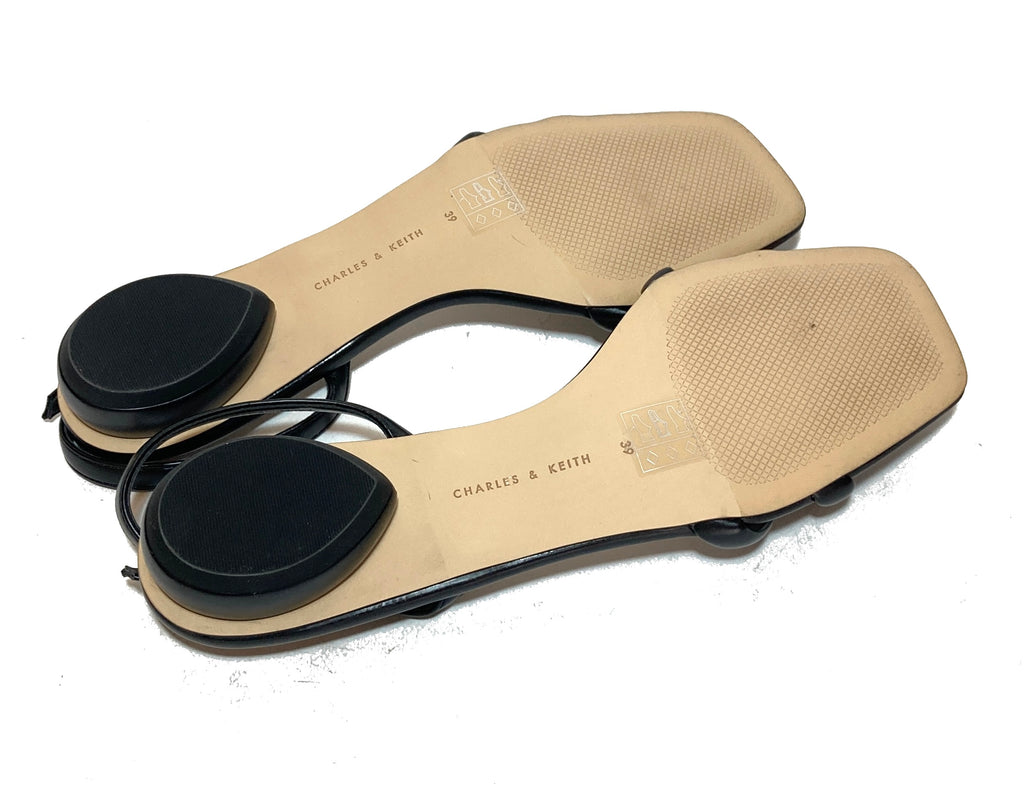 Charles & Keith Open-Toe Black Slingback Sandals | Brand New |
