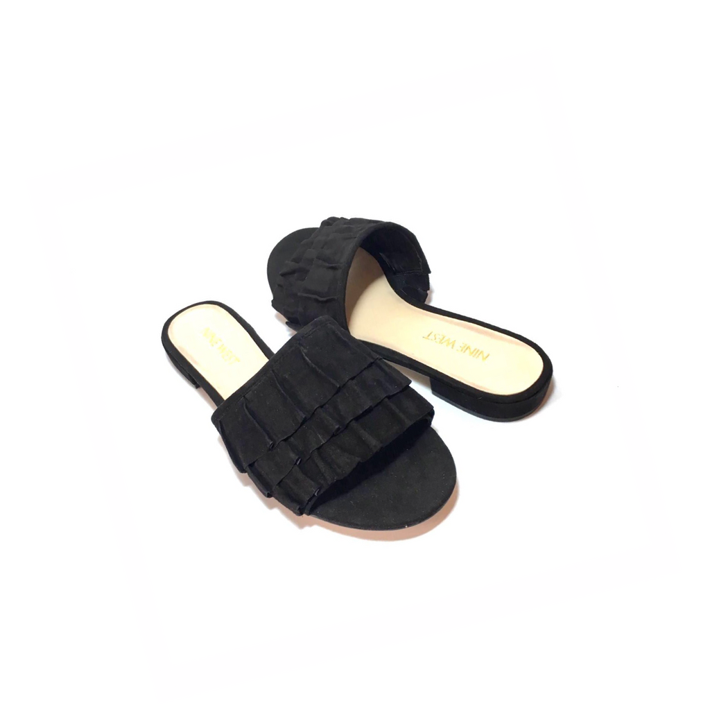 Nine West Black Suede Slide Sandals | Brand New |