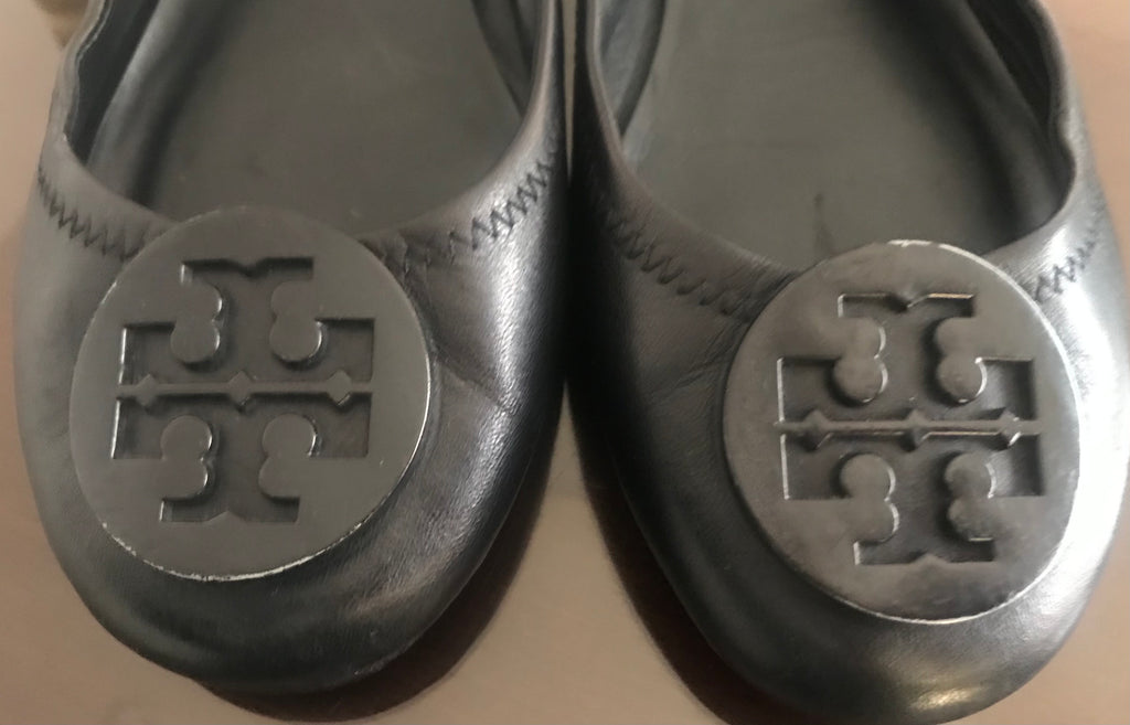 Tory Burch Black Patent Minnie Travel Ballet Flats | Pre Loved |