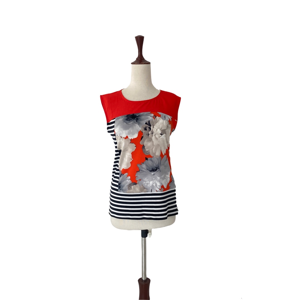 Calvin Klein Orange & Striped Sleeveless Top | Like New |