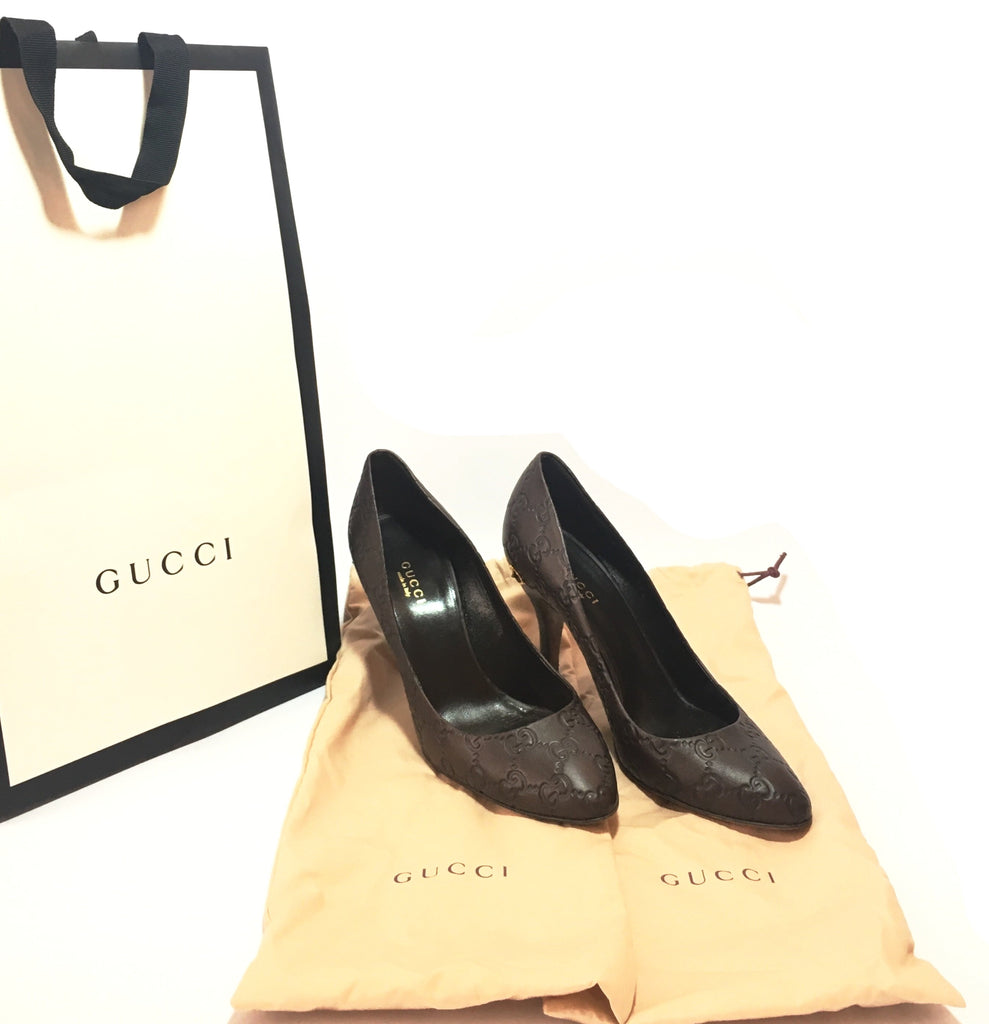 Gucci Brown Guccissima Textured Leather Pumps | Gently Used |