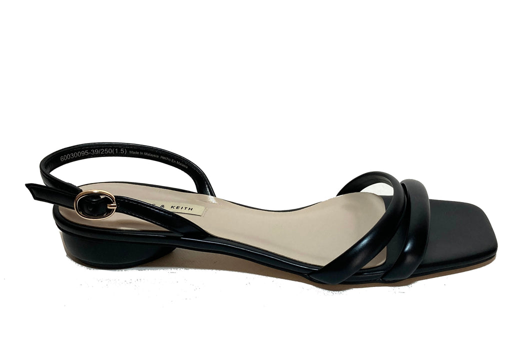 Charles & Keith Open-Toe Black Slingback Sandals | Brand New |