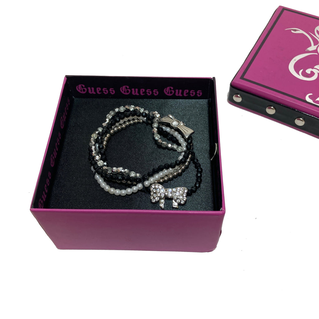 Guess Crystal Bow Charms Bead Bracelet | Brand New |