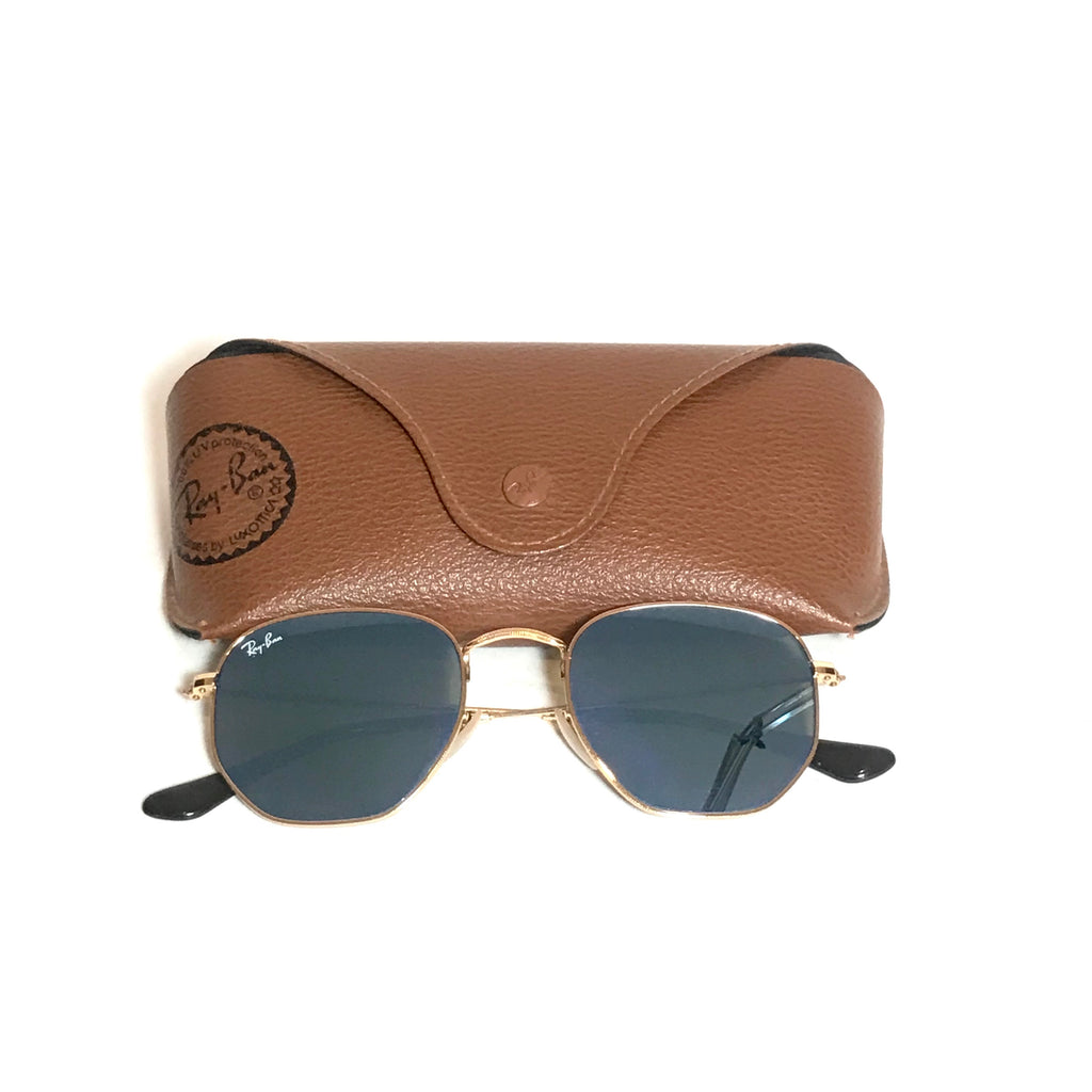 Ray-Ban Light Blue RB3548N Unisex Hexagon Sunglasses | Gently Used |