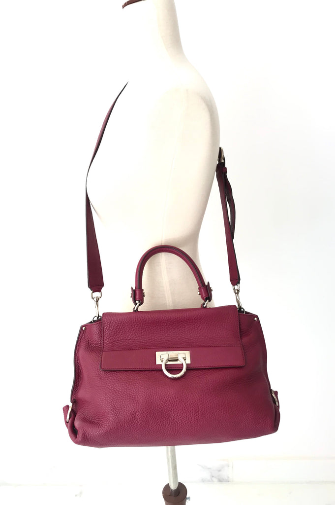 Salvatore Ferragamo Maroon Sofia Leather Tote | Gently Used |