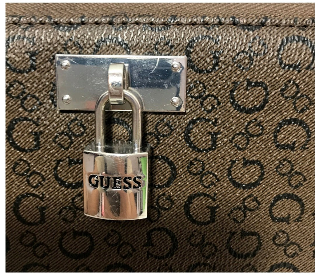 Guess Brown & Black Coated Canvas Envelope Wallet | Gently Used |
