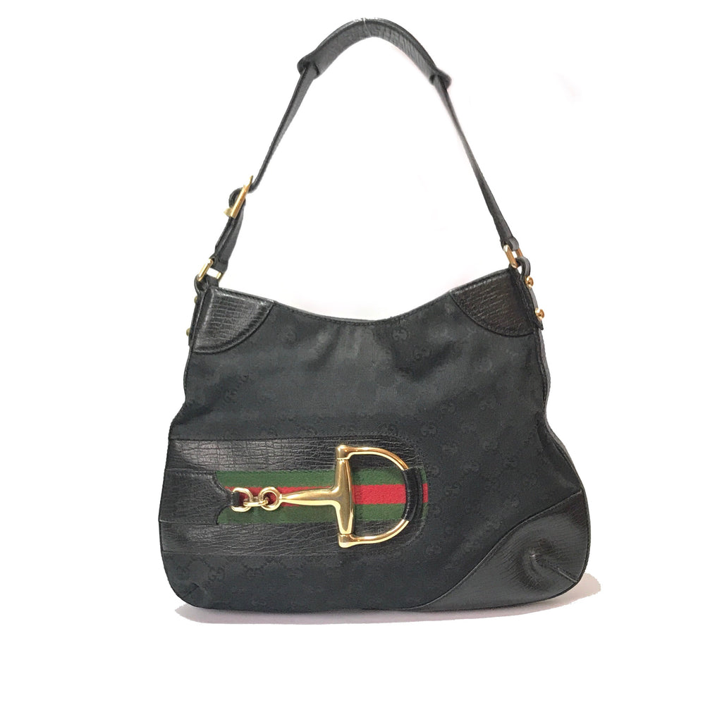 Gucci Black Monogram Shoulder Bag | Pre Loved |