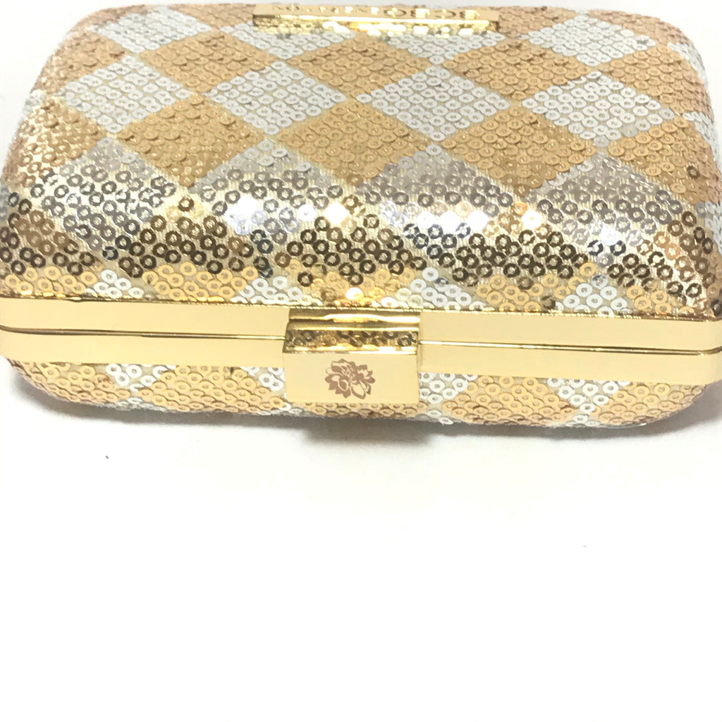 BCBGeneration Gold & Silver Sequins Small Box Clutch | Like New |